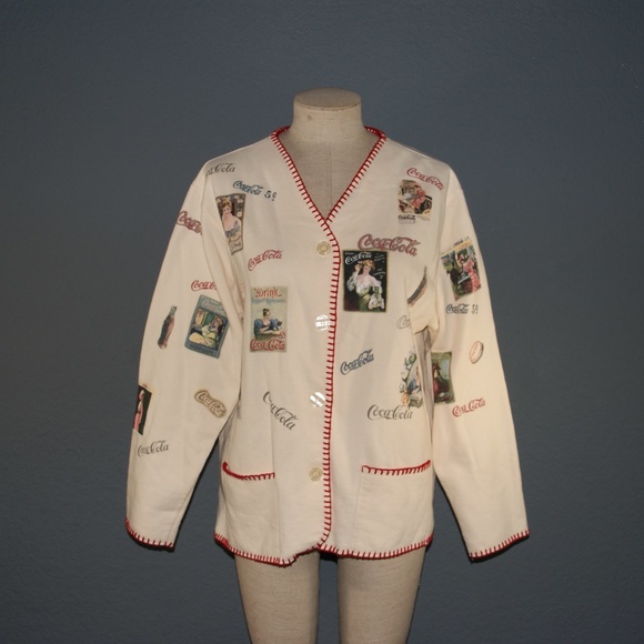 Coca Cola Tops - COCA-COLA Vintage Label Cardigan Jacket sz XL [E6]
